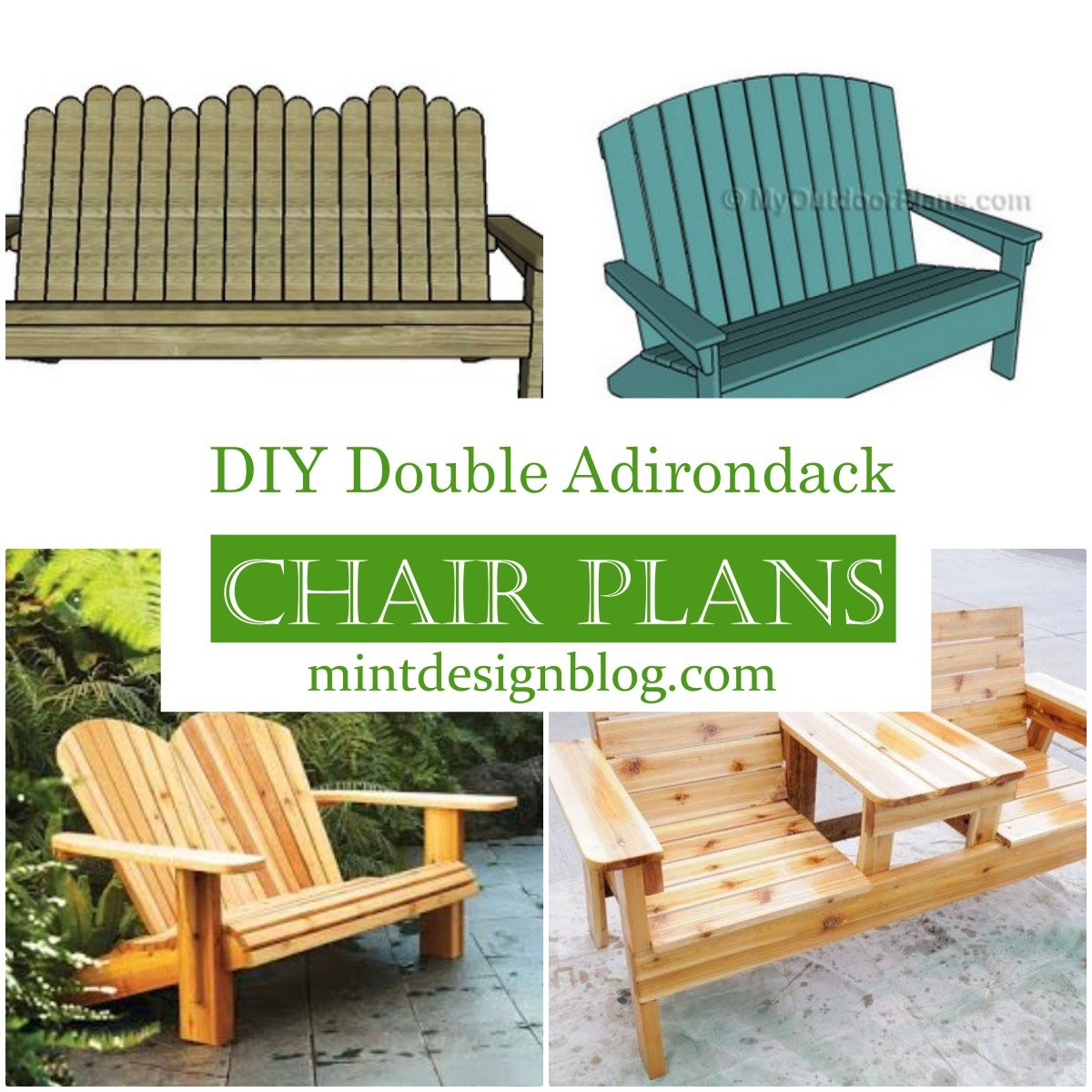 11 DIY Double Adirondack Chair Plans For Outdoor - Mint Design Blog