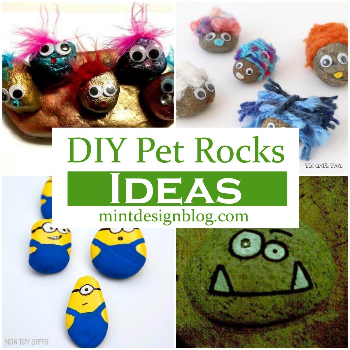 20 DIY Pet Rocks Ideas For Kids Fun - Mint Design Blog