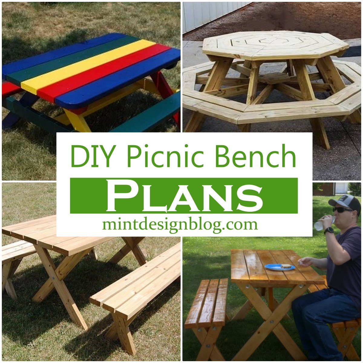 11 Free DIY Picnic Bench Plans For Everyone To Try - Mint Design Blog