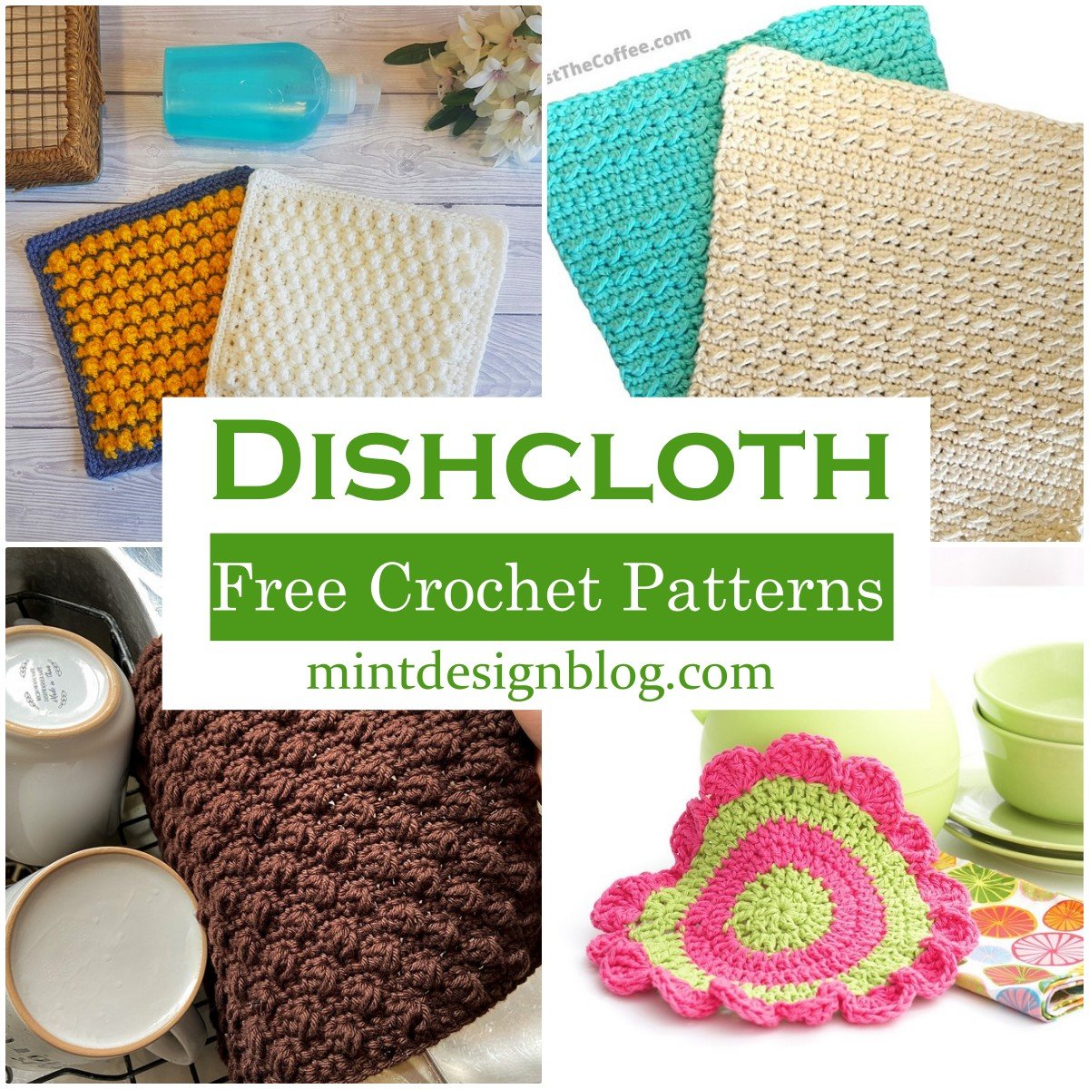 20 Free Crochet Dishcloth Patterns - Mint Design Blog