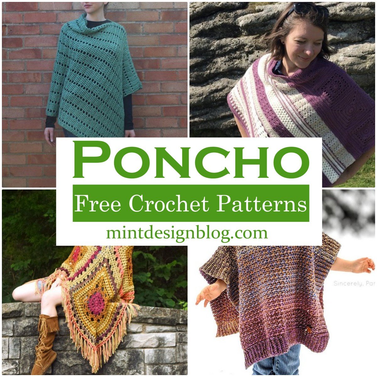 20 Free Crochet Poncho Patterns - Mint Design Blog