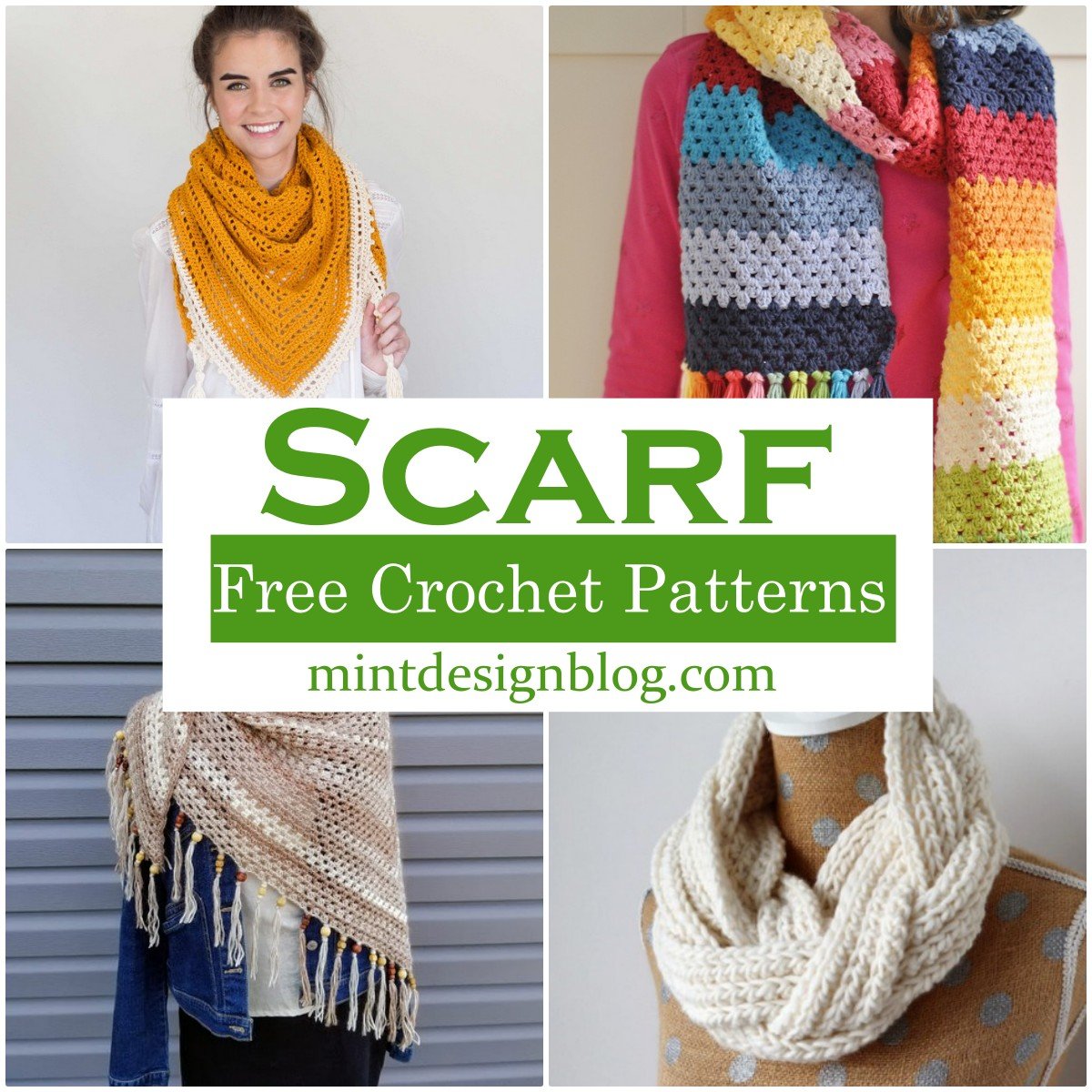 25 Free Crochet Scarf Patterns For beginners - Mint Design Blog