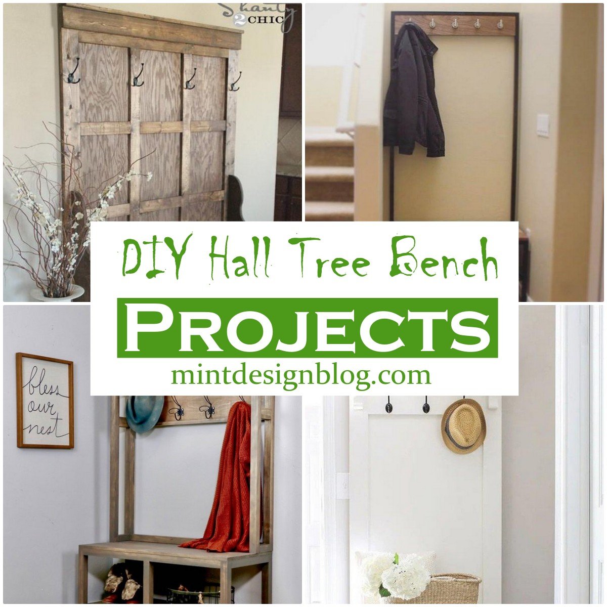 21 DIY Hall Tree Bench Projects - Mint Design Blog