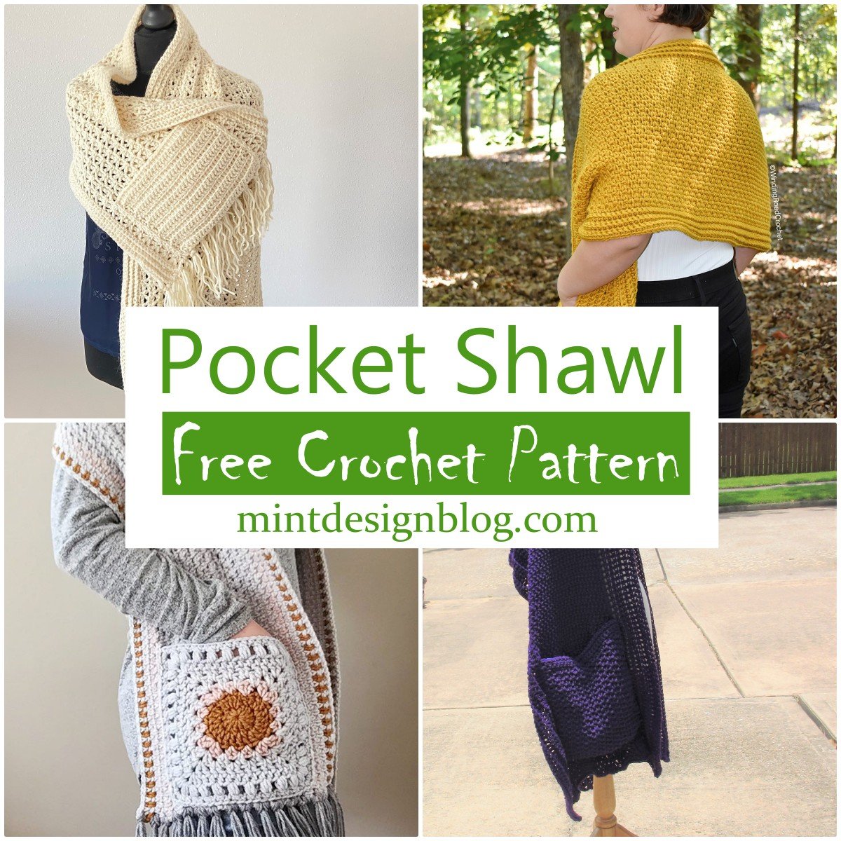 20 Free Crochet Pocket Shawl Patterns - Mint Design Blog